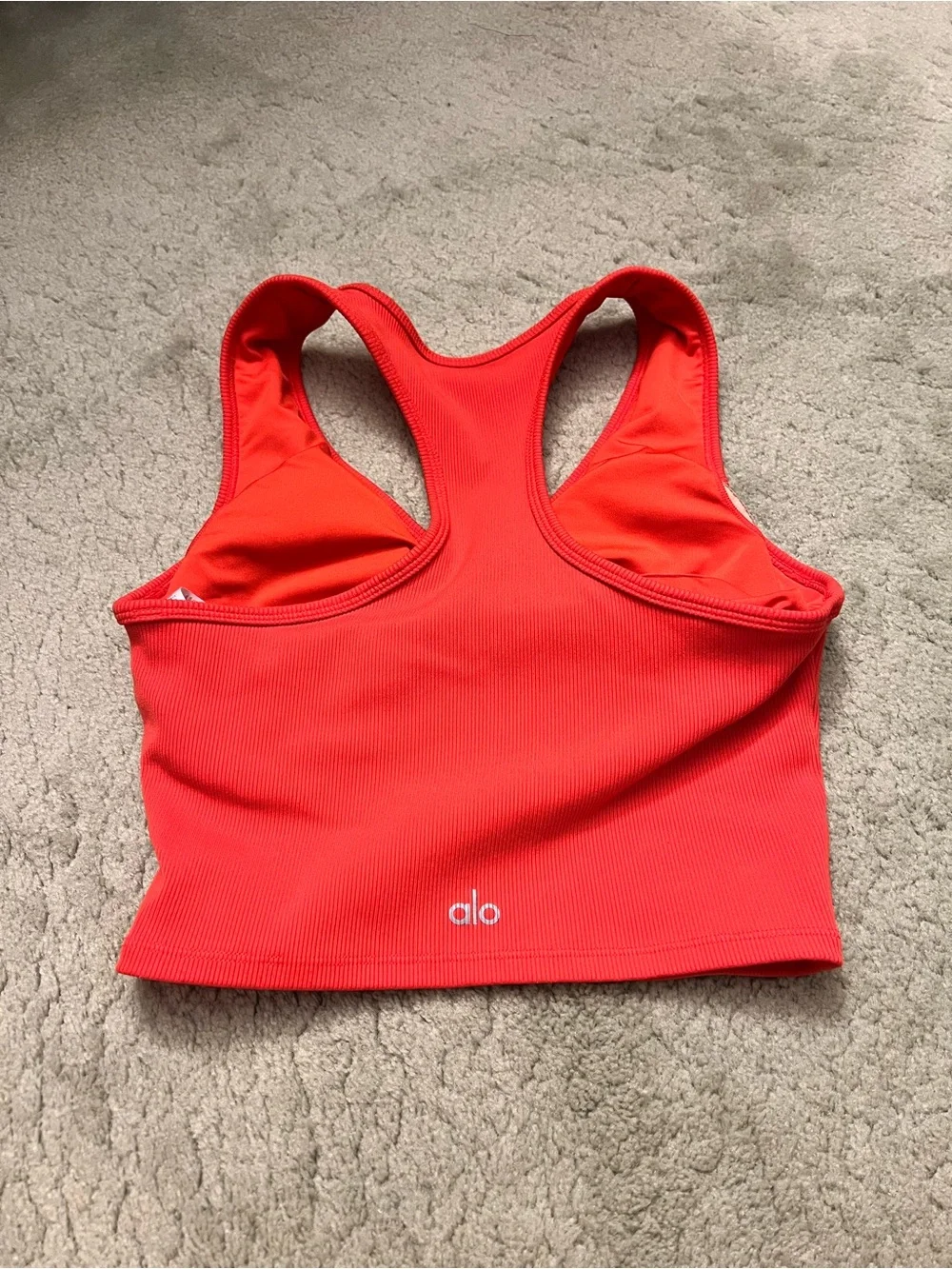 ALO Yoga Goddess Rib Crop Tank - Coral Red